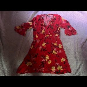 Red floral dress